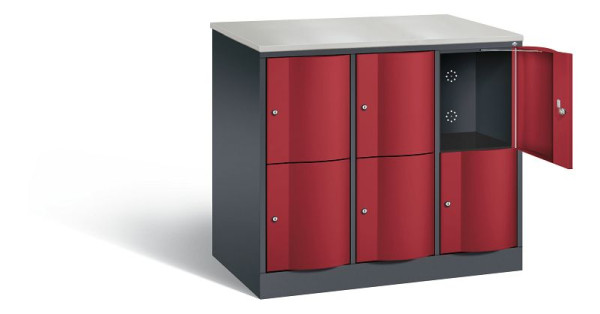 C+P XL-Schließfachschrank Resisto, H1077xB1148xT640mm, Farbe: Schwarzgrau / Rubinrot, 8472-373 S10053