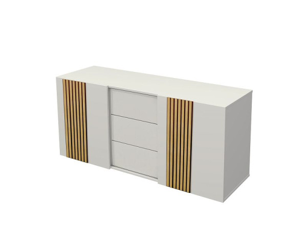 Kerkmann Oxford Schiebetürenschrank-Sideboard, E1 Gütespan mit Melaminharzbeschichtung in weiß auf Stellfüßen, Weiß, 13005036