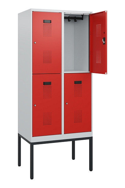 C+P Doppelstock-Spind Evolo PLUS, Gestell, 4 Fächer, 1950x800x500mm, 7035/3020, Zylinderschloss, 0493305-22 S10028