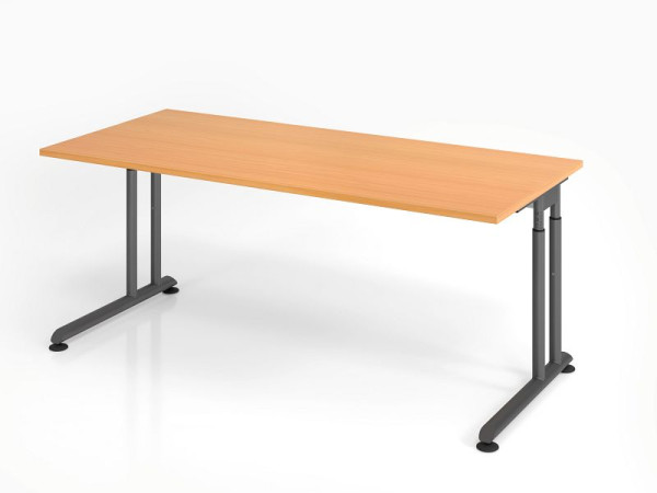 Hammerbacher Schreibtisch ZS19, 180 x 80 cm, Platte: Buche, 25 mm dick, ABS-Dickkante, Rechteckform, Graphit, VZS19/6/G