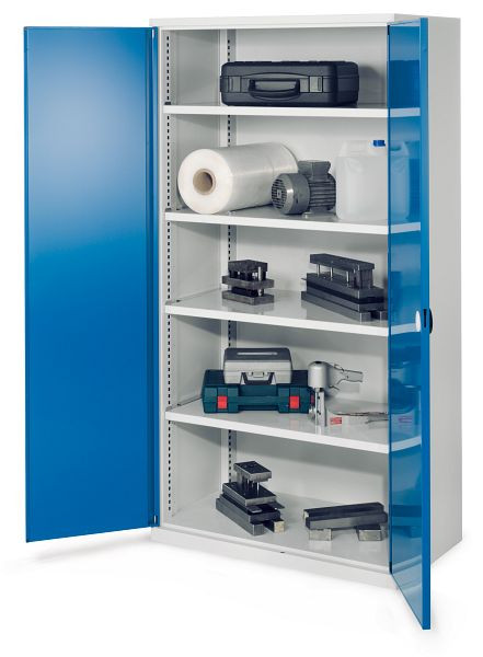 Kappes Schwerlastschrank ohne Mitteltrennwand, 1950 x 1000 x 600 mm, Mod 41, RAL7035/5010, Doppelwandtür, 4 Fachböden verzinkt, 1462.02.2016