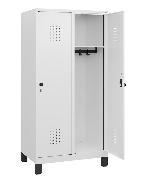 C+P Spind Evolo PLUS, Füße, 2 Abteile, 1630x800x500mm, 9016/9016, Drehriegel, 0490105-22 S10023