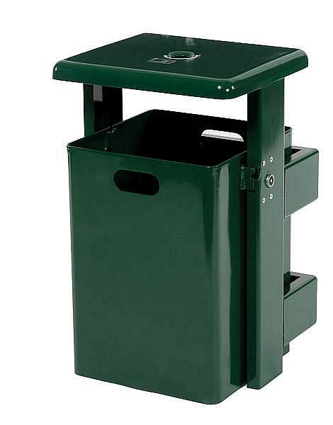 Renner Rechteck-Abfallbehälter ca. 40 L (inkl. Ascher), feuerverzinkt, Ständer und Haube pulverbeschichtet, anthrazit-eisenglimmer, 7083-80PB DB703