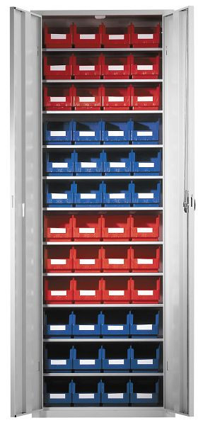 Kappes Ordnungsschrank mit Türen Modell 33, 1950 x 690 x 285 mm, RAL 7035, Inklusiv Lagersichtkasten 48 x Größe 6, 1003.03.1013