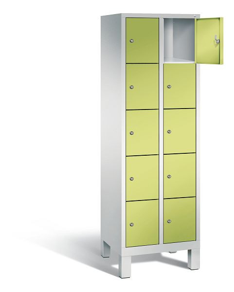 C+P Schließfachschrank Evolo, H1850xB610xT500mm, Farbe: Lichtgrau / Viridingrün, 48010-205 S10085