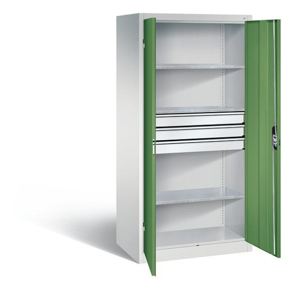 C+P Werkzeugschrank Acurado, H1950xB930xT600mm, Farbe: Lichtgrau / Resedagrün, Muldengriff, 8922-5030 S10118