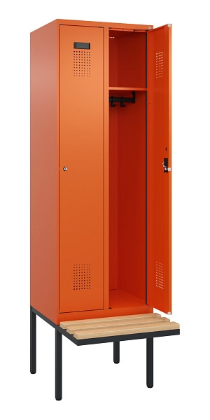 C+P Spind Evolo PLUS, 2 Abteil, 2120x600x815mm, 2004/2004, Zylinderschloss, Sitzfläche Holz, 0490407-20 S10050