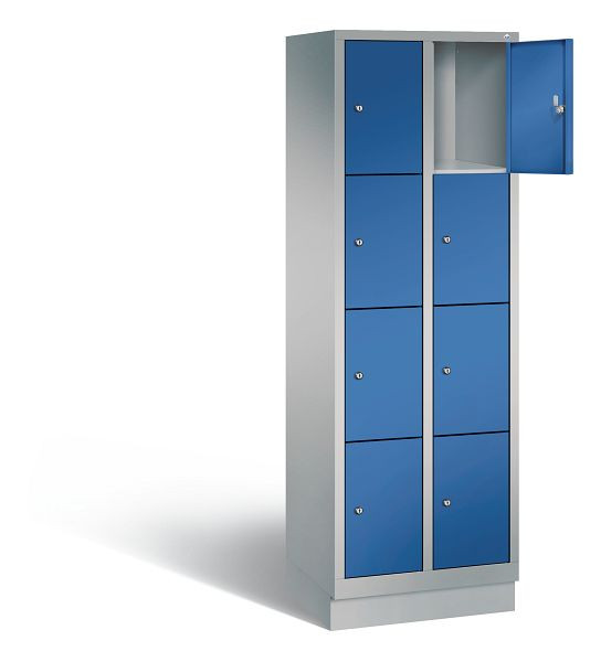 C+P Schließfachschrank Evolo, H1800xB610xT500mm, Farbe: Weißaluminium / Enzianblau, 48020-204 S10243