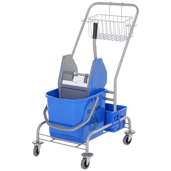 HOMCOM Reinigungswagen, Moppwagen, 25 L Fassungsvermögen, 4 Räder, Kunststoff, Blau, 720-010