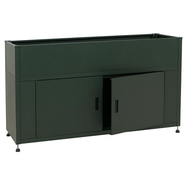 Mendler Hochbeet HWC-O85, Metallhochbeet Blumenkasten Pflanzkübel Stauraum, Metall 47kg 91x161x51cm, grün, 153572+153573