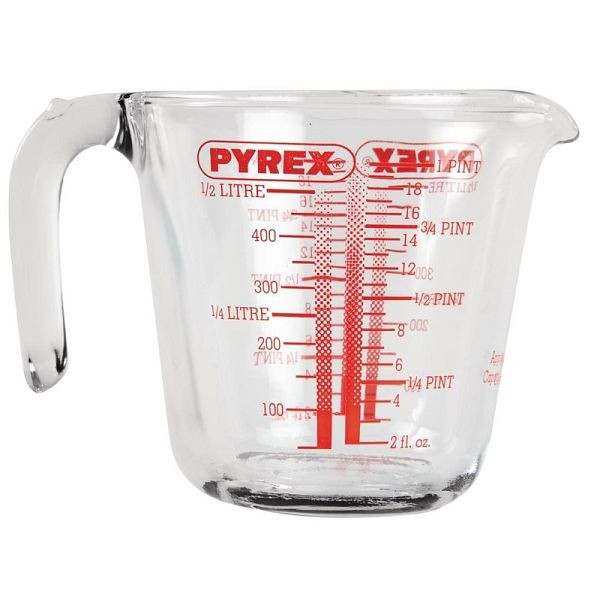 Pyrex Messbecher 0,6L, geschirrspülergeeignet, Kanne muss nicht gedreht werden, um verschiedene Einheiten zu prüfen, P586