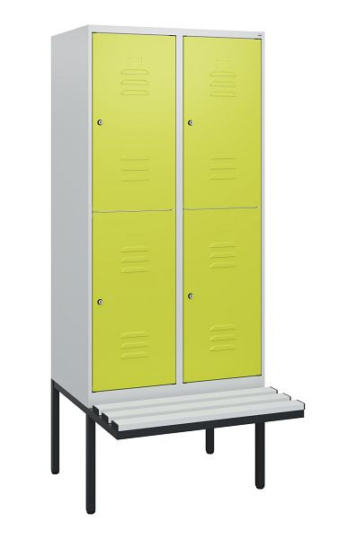 C+P Doppelstöckiger Spind Classic PLUS, 2 Abteile, 1950x800x815mm, 7035/0024, Zylinderschlösser, schwebende Sitzfläche, 0803405-22 S10085