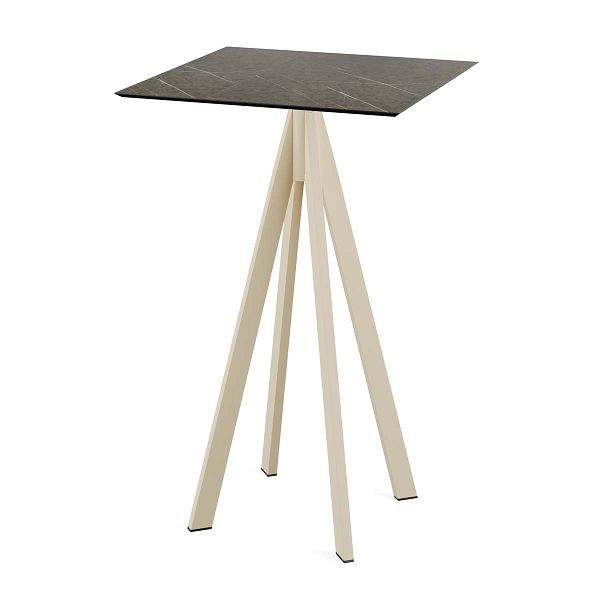 Feros Infinity Stehtisch Sand gestell + Midnight Marble HPL 70x70 cm, 120061677