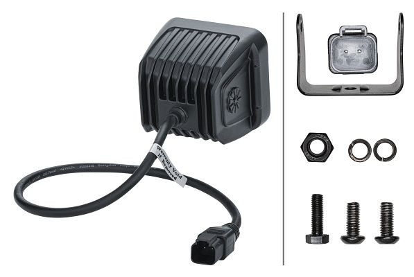 HELLA LED-Fernscheinwerfer, Black Magic Cube 3.2", 12/24V, 3000lm, quadratisch, Anbau/geschraubt, ECE-R10, 500mm, 1FA 358 176-861