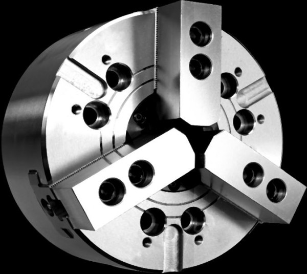 MACK Kraftspannfutter, 3-Backen Kraftspannfutter Ø 210, A5, mit Bohrung, Backen 1,5 x 60°, T9-N-208A5