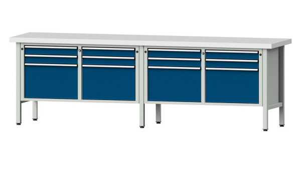 ANKE Werkbänke Kastenwerkbank, Modell 233 V, 2800 x 700 x 900 mm, RAL 7035/5010, KSP 50 mm, 305.055