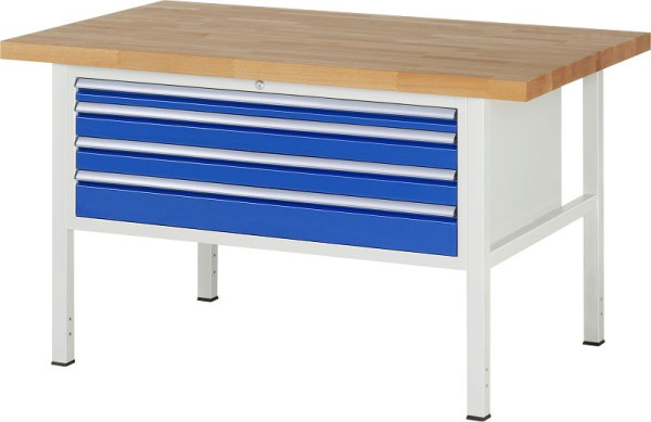 RAU Werkbank Serie 8000 - Modell 8332, B1500 x T900 x H840-1040 mm, Systemunterbau B1235 x T850 x H800-1000 mm, 03-8332A2-159B4H.11