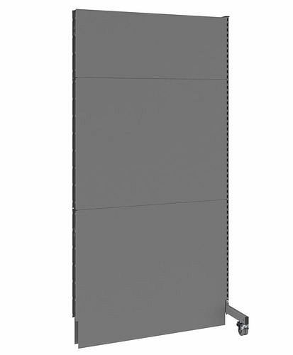 DENIOS Mobile Akustik Trennwand, Anbaufeld, B 1250, H 2500 mm, Akustik-Lochblech zweiseitig, grau, 293085