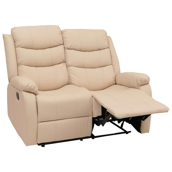 Mendler 2er Kinosessel HWC-O62, Relaxsessel Fernsehsessel mit Armlehne, Liegefunktion Kunstleder, creme, 153424