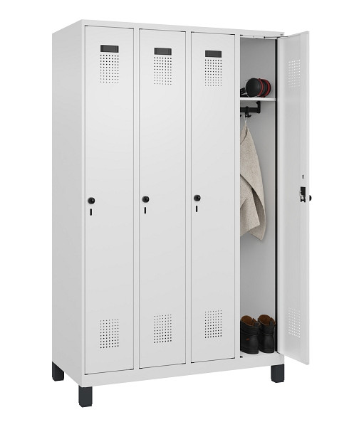 C+P Spind Evolo PLUS, mit Füßen, 4 Abteile, 1950x1200x500mm, 9016/9016, Verschluss Drehriegel, Ablageböden 4, 049010-40 S10020