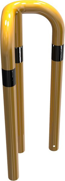 Schake Rammschutzbügel 90° gleichschenklig Stahlrohr Ø 76 mm gelb / schwarz, Gesamtbreite: 350 mm, Höhe Überflur: 650 mm, zum Einbetonieren, 477_30BG