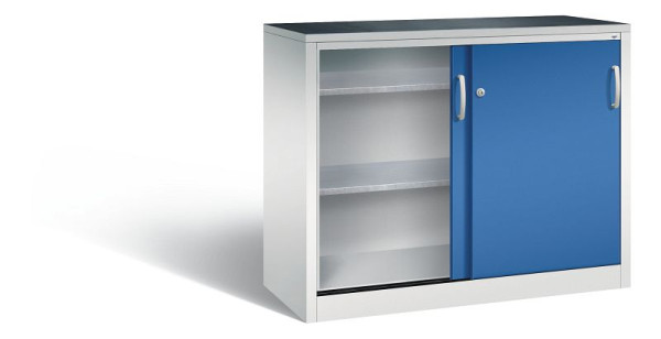 C+P Schiebetürenschrank Acurado, H1000xB1200xT500mm, Farbe: Lichtgrau / Enzianblau, Bügelgriff, 2056-09 S10076