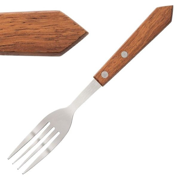 Olympia Steakgabeln mit Holzgriff, VE: 12 Stück, 20 cm lang, C137