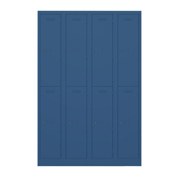 Bisley Garderobenschrank Primary Locker, 4 Abteile, je 2 Fächer, 639 oxfordblau, PL3050Q2639
