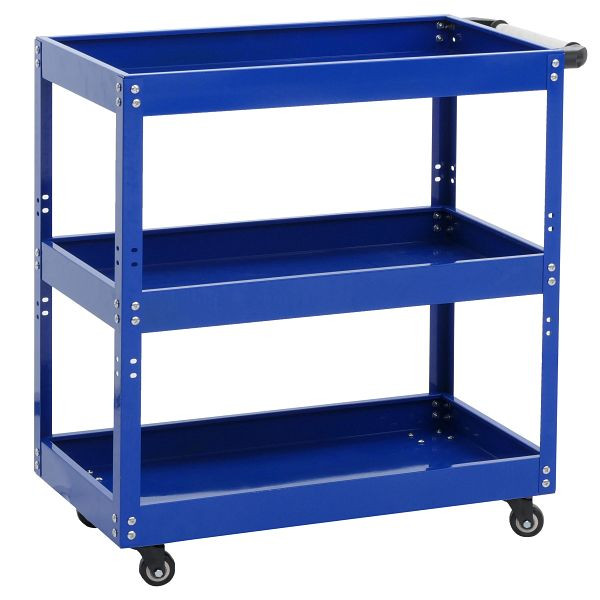 Mendler Werkzeugwagen HWC-M25, Rollwagen Werkstattwagen Transportwagen, Rollen Handgriff 3 Ladeflächen, Stahl 73x73x36cm blau, 104135