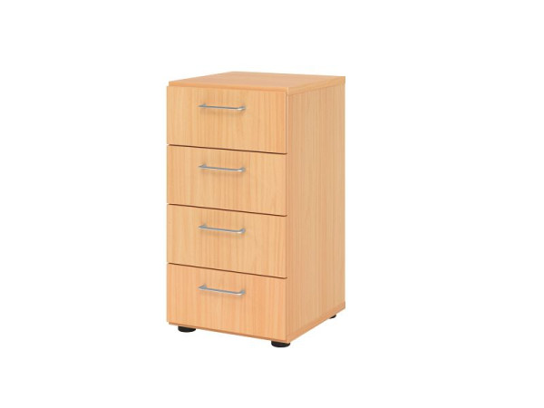 Hammerbacher Schubladenschrank 2OH, 4 Schübe, BS Buche/Buche, 40 x 41,7 x 74,8 cm, 4 Schubkästen, Metallgriff, V924S4/6/6/BS