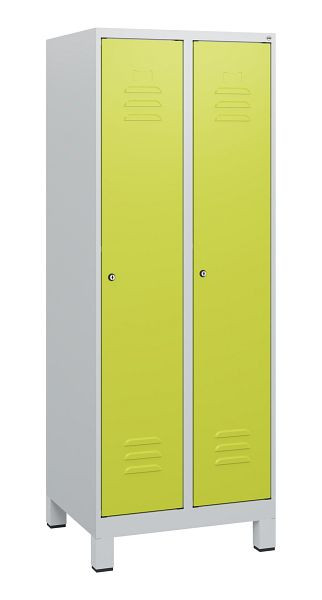 C+P Umkleidespind Classic PLUS, Füße, 2 Abteile, 1630x600x500mm, 7035/0024, Zylinderschlösser, 0800105-20 S10025