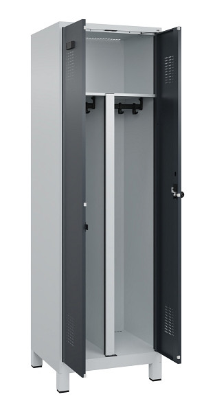 C+P PSA Schwarz-Weiß-Spind Evolo PLUS, mit Füßen, 2 Abteile, 1950x600x500mm, 7035, RAL 7016 Anthrazitgrau, Drehriegel, 049012-20P S10012