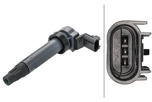 HELLA Zündspule, 12V, 3-polig, Kerzenschachtzündspule, Bajonett, 5DA 358 168-431