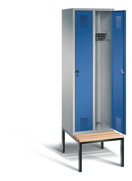 C+P Garderobenschrank Evolo, H2090xB610xT815mm, Farbe: Weißaluminium / Enzianblau, 48050-20 S10456