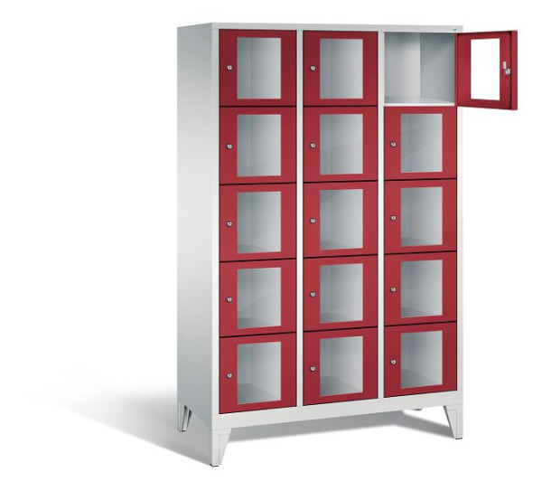 C+P Schließfachschrank Classic, H1850xB1200xT500mm, Farbe: Lichtgrau / Rubinrot, 8010A325 S10001