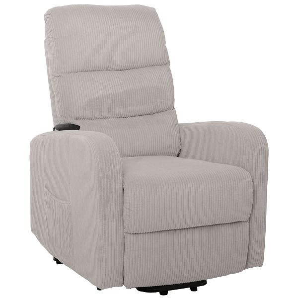 Mendler Fernsehsessel HWC-K62, Relaxsessel TV-Sessel Liege, Liegefunktion Aufstehhilfe, Metall Stoff/Textil Cord, hellgrau, 108713