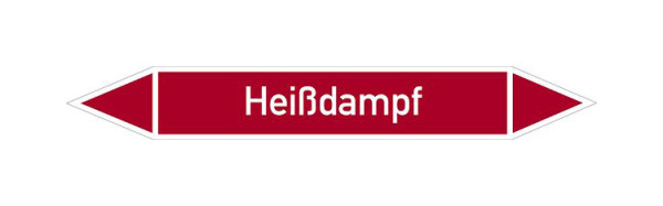 Schilder Klar Rohrleitungskennzeichen Heißdampf, 187x26 mm Folie selbstklebend, 101496/61