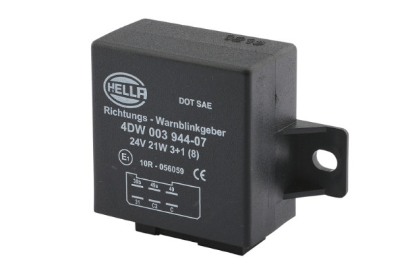 HELLA Blinkgeber, 24V, 6-polig, Anbau/geschraubt, elektronisch, mit Halter, 4DW 003 944-071