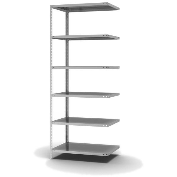 hofe Fachboden-Anbauregal, 2500x600x1000 mm, 6 Fachebenen, verzinkt, 200 kg Fachlast, 1200 kg Feldlast, zweiseitige Bedienung, WZA25610M