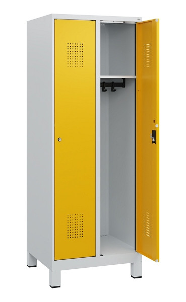 C+P Spind Evolo PLUS, Füße, 2 Abteile, 1630x600x500mm, 7035/1004, Zylinderschloss, 0490105-20 S10019