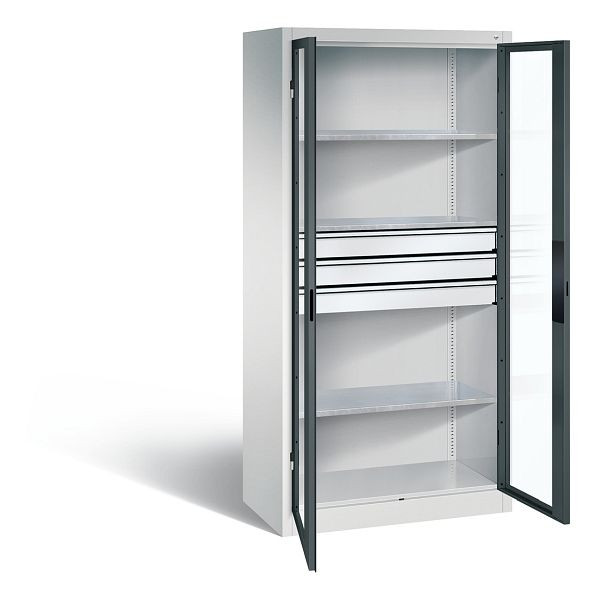 C+P Werkzeugschrank Acurado, H1950xB930xT500mm, Farbe: Lichtgrau / Anthrazitgrau, Muldengriff, 8921-5530 S10094