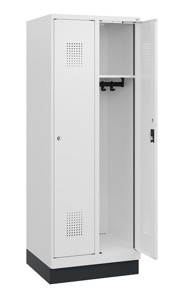 C+P Spind Evolo PLUS, Sockel, 2 Abteile, 1630x600x500mm, 9016/9016, Zylinderschloss, 0490205-20 S10047