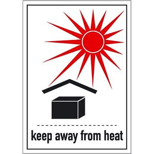 Moedel Gefahrzettel Vor Hitze schützen (keep away from heat), Folie, 74x105 mm, 66122