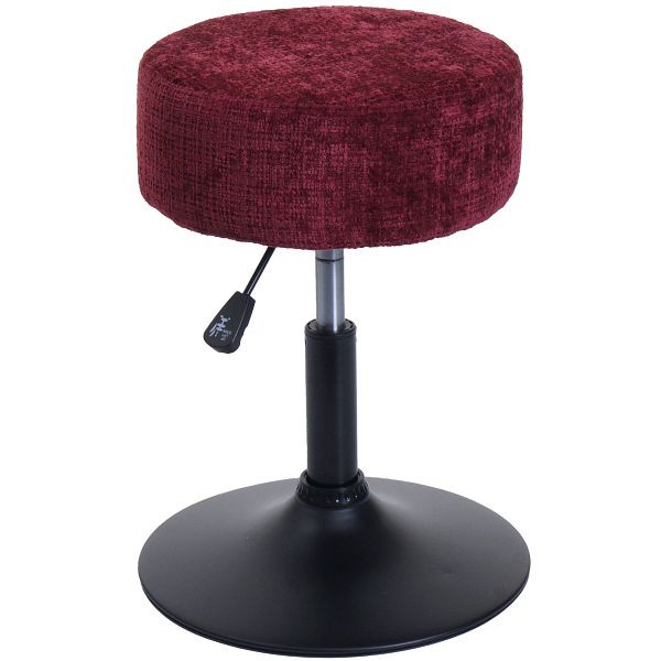 Mendler Hocker HWC-C22, Sitzhocker Schminkhocker, höhenverstellbar drehbar Ø 37cm Stoff Chenille (465g/m²) FSC®, bordeaux, 108831