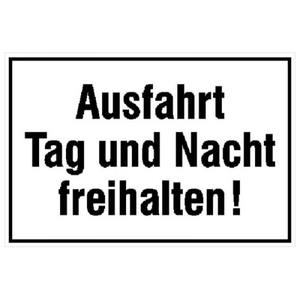 Stein HGS Hinweisschild für Ausfahrten, Ausfahrt Tag und Nacht freihalten, 330x250mm, 11.5234