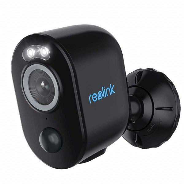 REOLINK Argus Series B330 akkubetriebene 5 MP WLAN-Überwachungskamera mit Flutlicht und Bewegungsmelder (schwarz), rlb33b