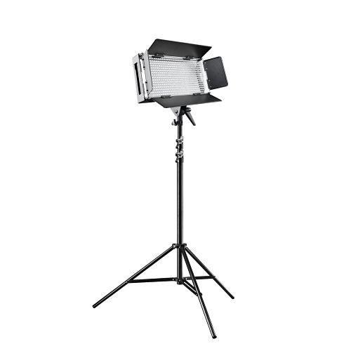 Walimex pro LED 500 Dimmbare Flächenleuchte, inkl. Netzkabel, Stativaufnahme, inkl. Lampenstativ und 2x Ersatzsicherung, 1020218