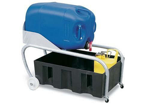 DENIOS Ballonkipper BK 2-60, verzinkt, für 60-Liter Kunststoffballon, inkl. PE-Auffangwanne, 130506