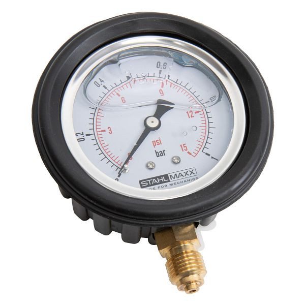 Stahlmaxx Manometer, 0–1bar / 15 psi, Ø63 mm, für Flüssigkeiten, XXL-116995
