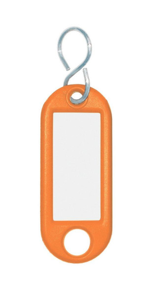 Eichner Schlüsselanhänger aus Kunststoff mit S-Haken, inkl. Beschriftungsetikett, Farbe: Orange, VE: 1 Pack à 100 Stück, 9219-01384-060